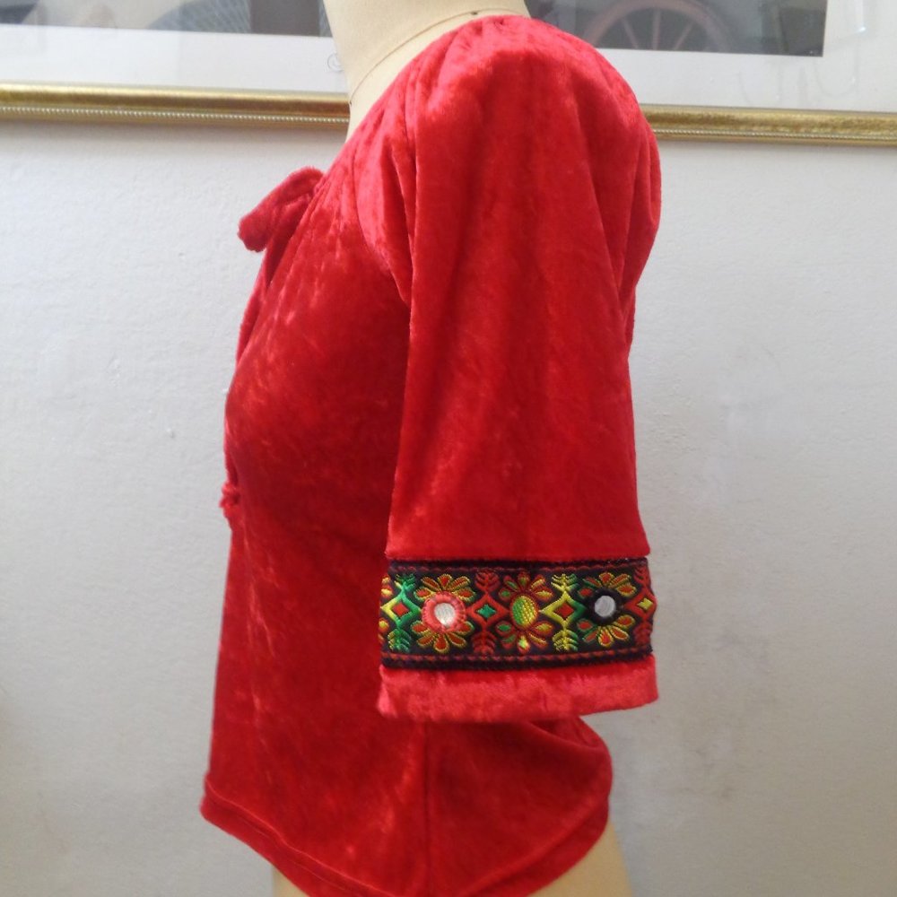 NWT Bonkers Red Bohemian Style Blouse Top - Picture 4 of 5